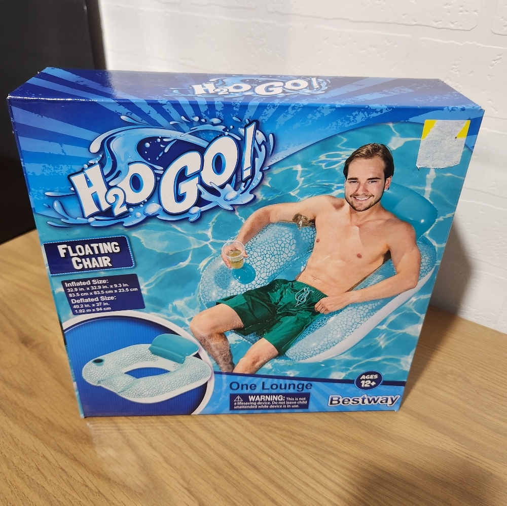 H2ogo Bestway Floating Pool Chair One Lounge Aqua  Greenish Blue Color